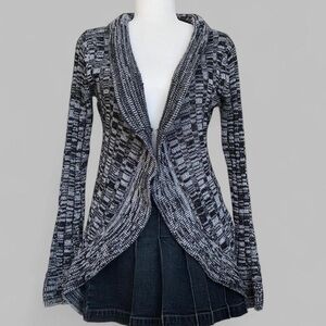 Grey Black Ruffle Cardigan